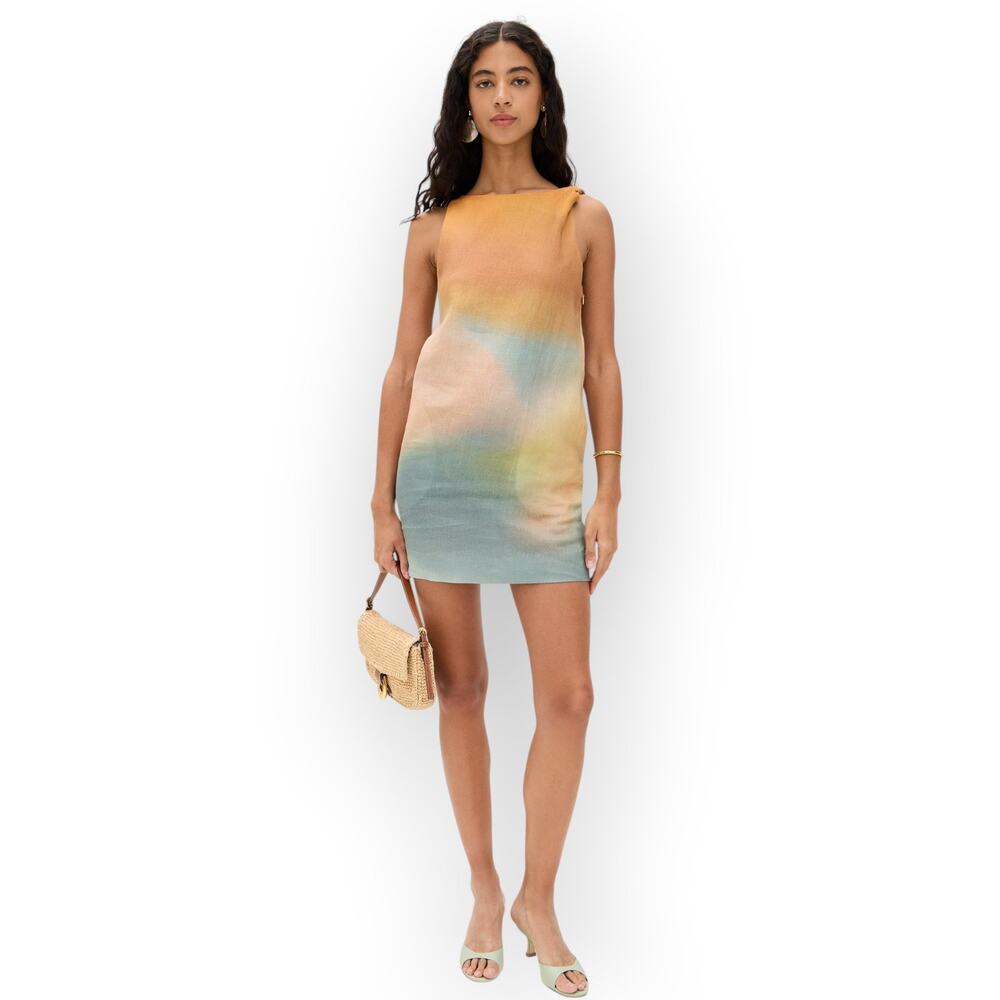XL STAUD Boa Ombré Linen Shift Dress Pastel Clouds Mini Tank POCKETS - Picture 10 of 13